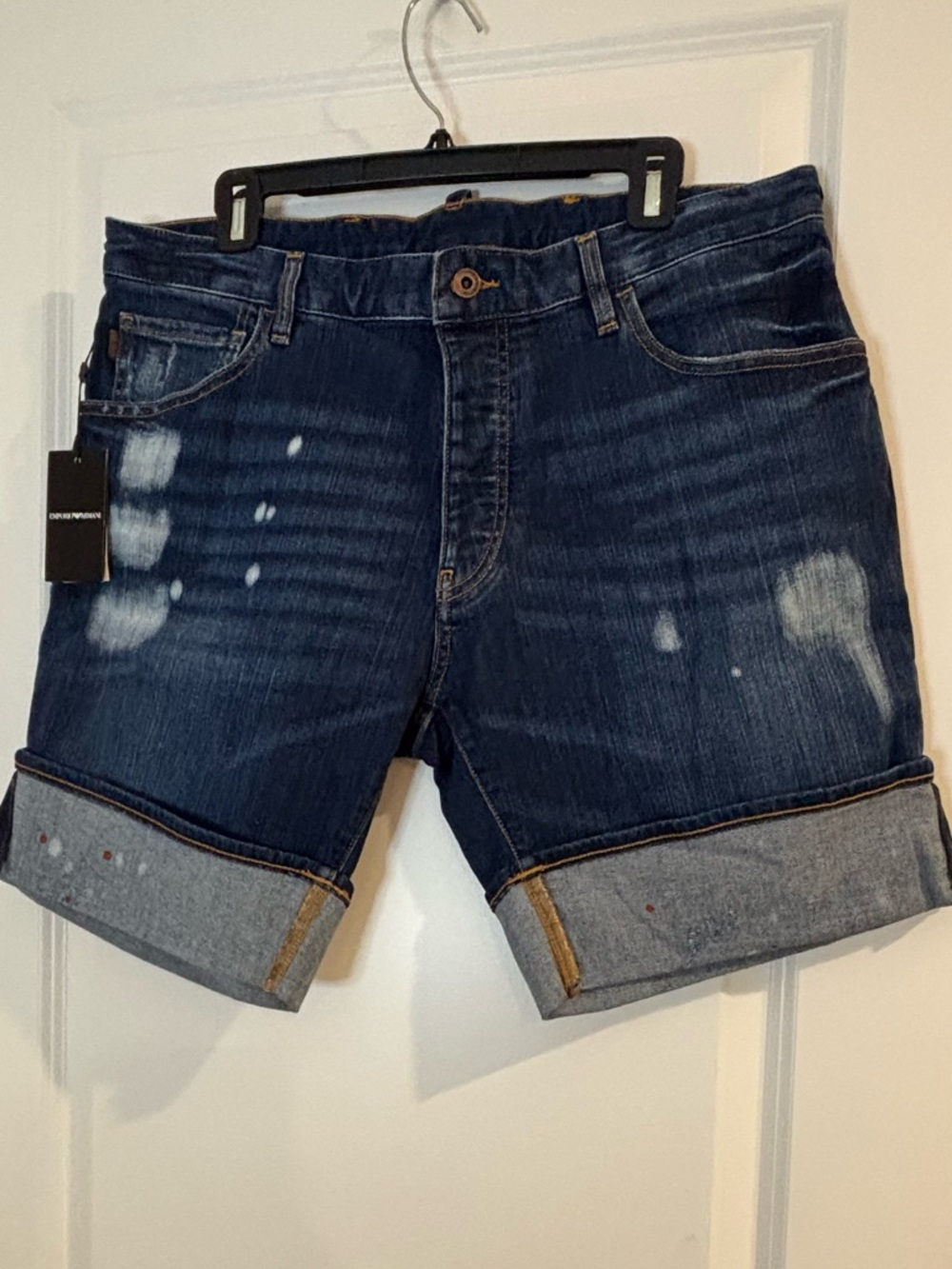 Emporio Armani Blue Denim Jeans with Leather Patch
